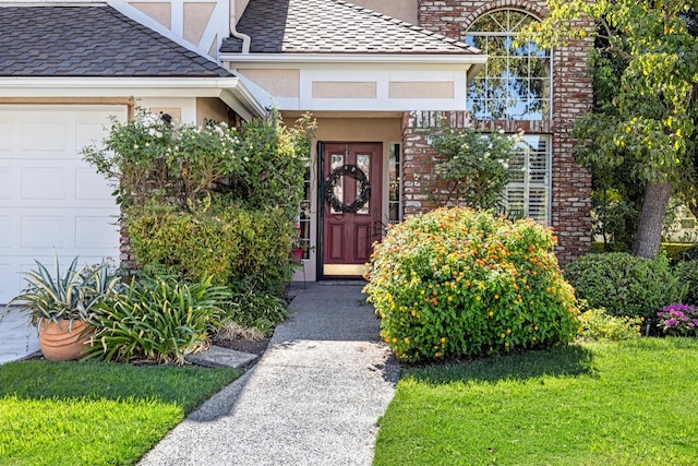 entrance to property featuring a garage