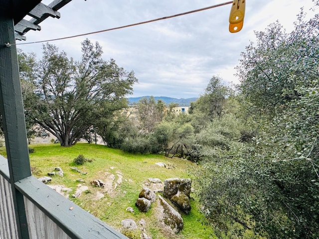 view of yard with a mountain view