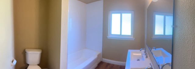 bathroom with a tub and toilet