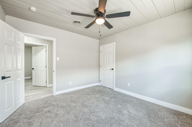133 W Birch Ave, Pinedale, CA 93650 - spare room featuring light carpet, wood ceiling, a ceiling fan, and a smoke detector