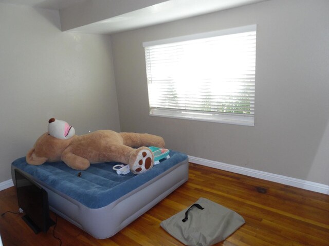 bedroom with wood-type flooring