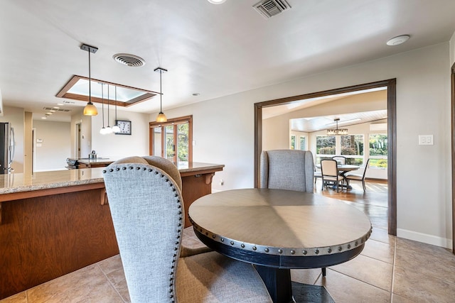 view of tiled dining room