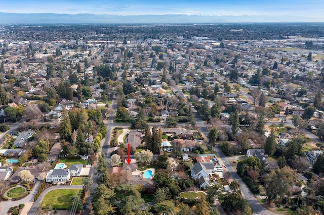 bird's eye view with a mountain view