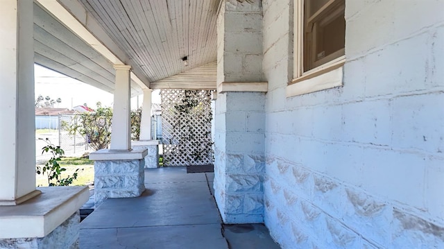 view of patio featuring a porch