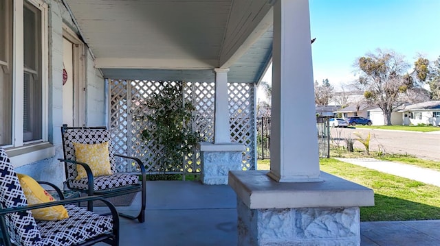 view of patio featuring covered porch