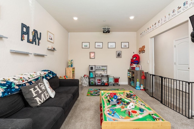 game room with carpet floors