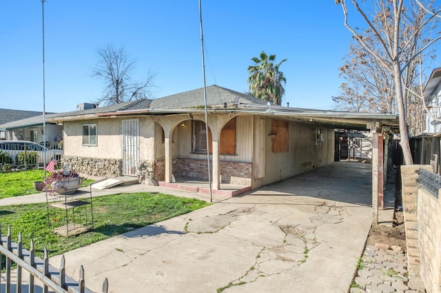 view of single story home