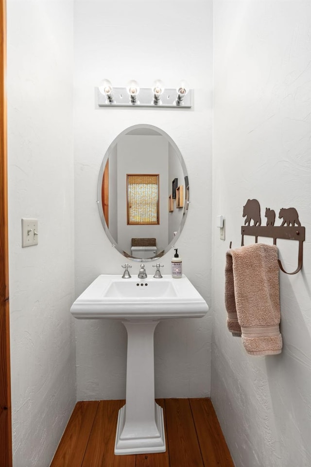 bathroom with sink and hardwood / wood-style flooring