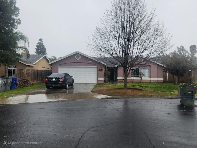 single story home with a front yard