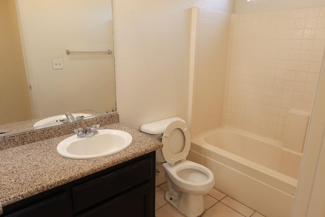5140 E Belgravia Ave, Fresno, CA 93725 - bathroom featuring tile patterned flooring, vanity, toilet, and  shower combination
