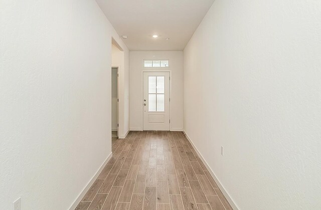 doorway featuring hardwood / wood-style floors