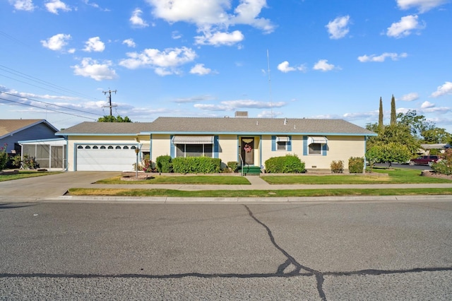 single story home with a garage