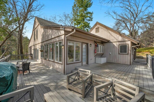 deck featuring grilling area