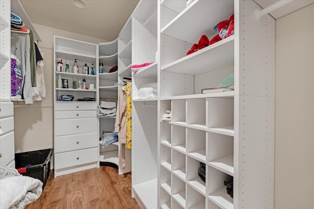 walk in closet featuring light hardwood / wood-style floors