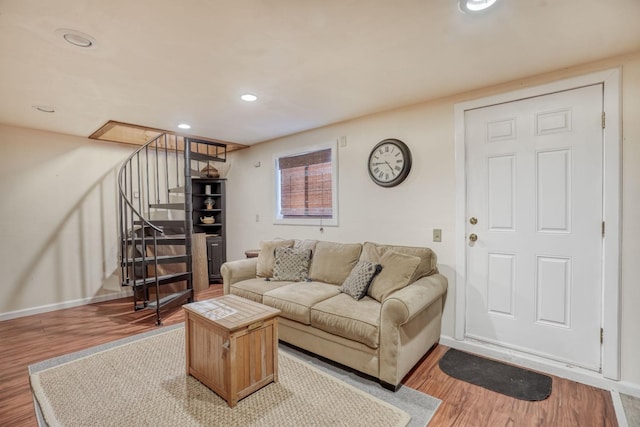 living room with wood-type flooring