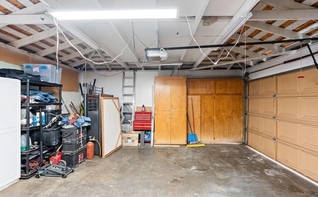 garage with a garage door opener