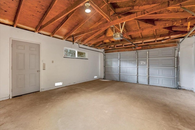 garage with a garage door opener