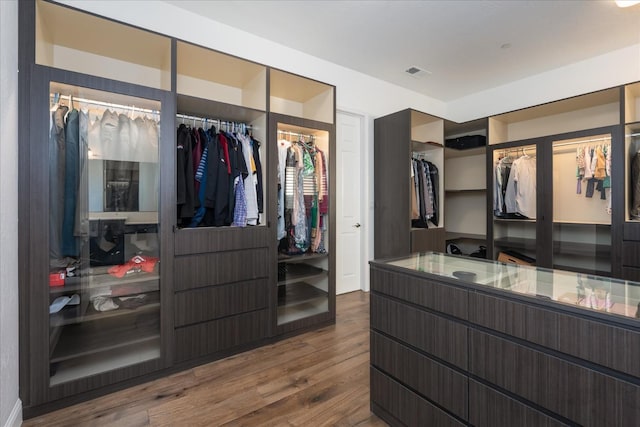 walk in closet featuring hardwood / wood-style flooring