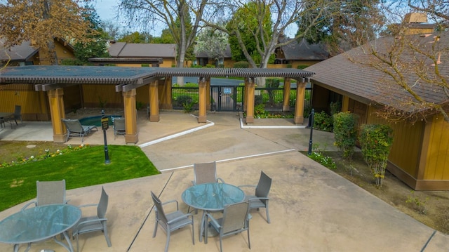 view of patio featuring a pergola