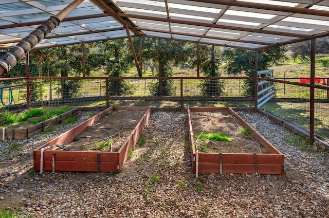view of yard with fence and a vegetable garden
