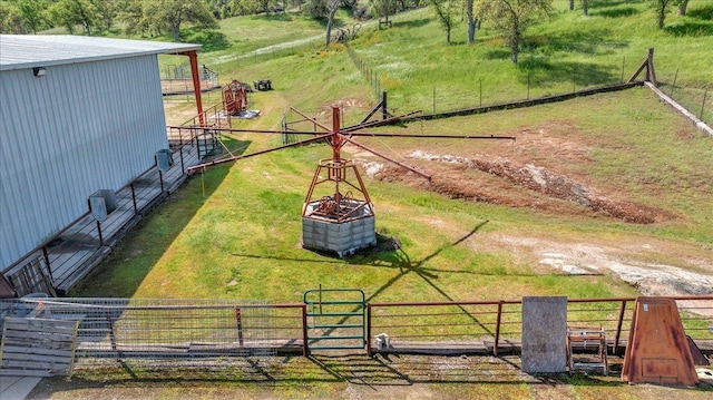 birds eye view of property featuring a rural view