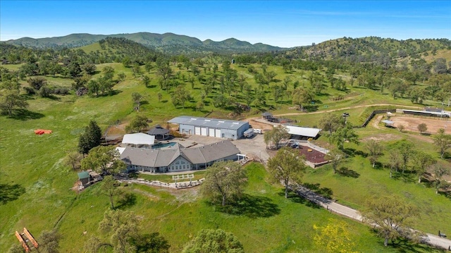 birds eye view of property with a mountain view