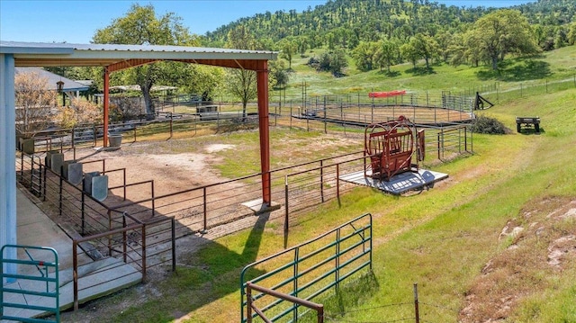 exterior space with an exterior structure and a rural view