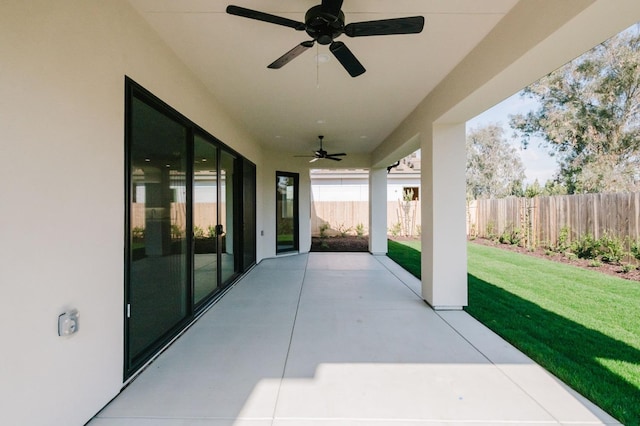 view of patio with ceiling fan