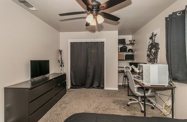 16526 Paula Rd, Madera, CA 93636 - carpeted home office with visible vents and a ceiling fan