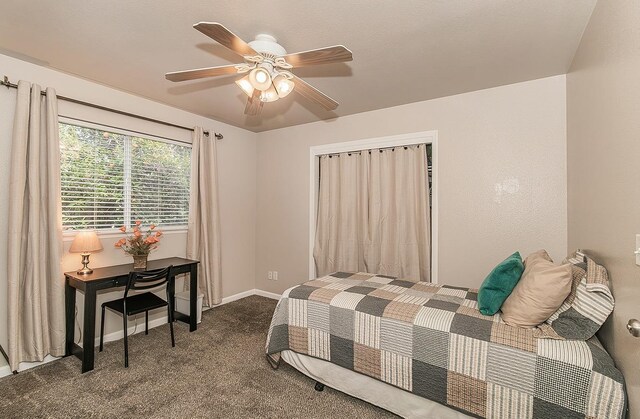 16526 Paula Rd, Madera, CA 93636 - carpeted bedroom with baseboards and a ceiling fan