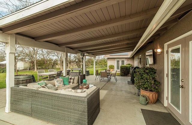 16526 Paula Rd, Madera, CA 93636 - view of patio with outdoor dining area, french doors, and an outdoor hangout area