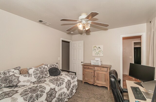 16526 Paula Rd, Madera, CA 93636 - carpeted bedroom featuring a ceiling fan and visible vents
