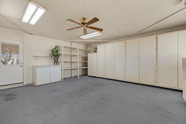 garage with ceiling fan