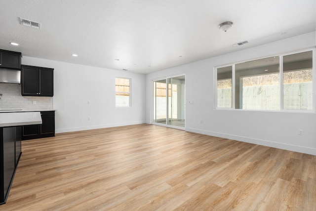 unfurnished living room featuring light hardwood / wood-style flooring