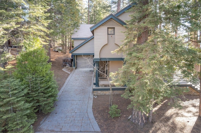 view of front of home with a garage