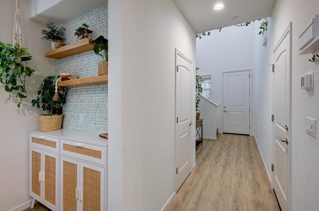 hall featuring light wood-type flooring