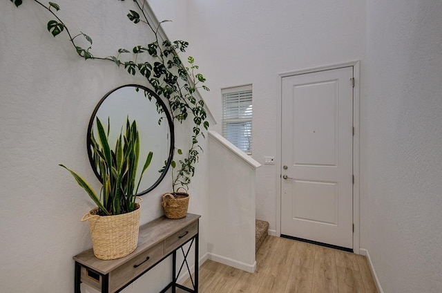 doorway to outside featuring light wood-type flooring