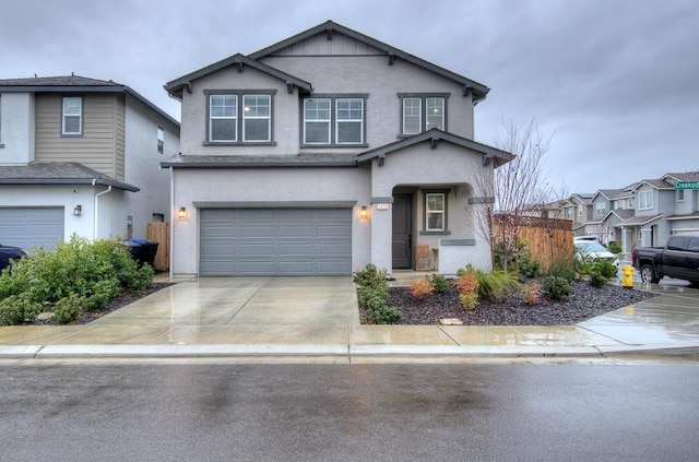 front facade with a garage