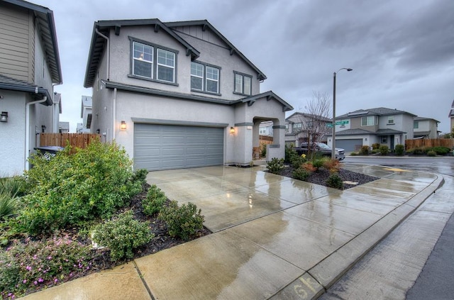 view of front of home with a garage