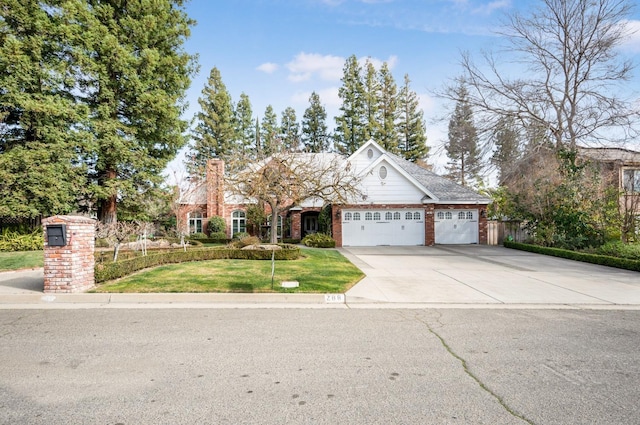 view of front of home featuring a garage and a front yard