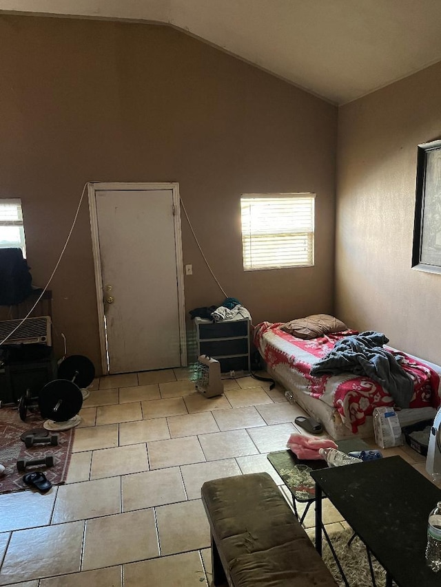 13330 E Young Ave, Parlier, CA 93648 - bedroom with tile patterned flooring and vaulted ceiling