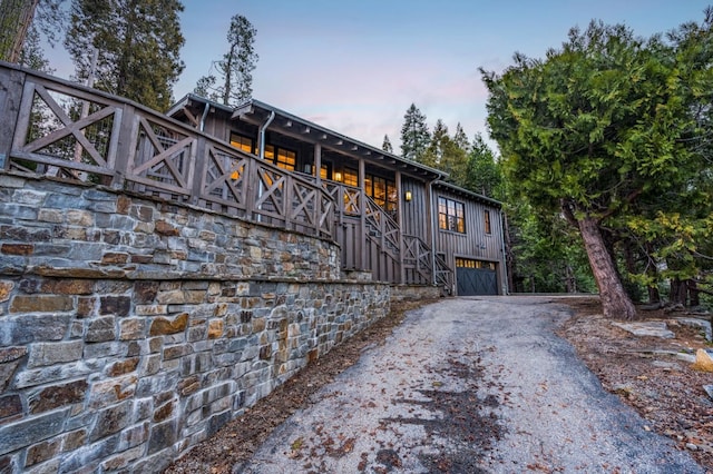 view of front of house with a garage
