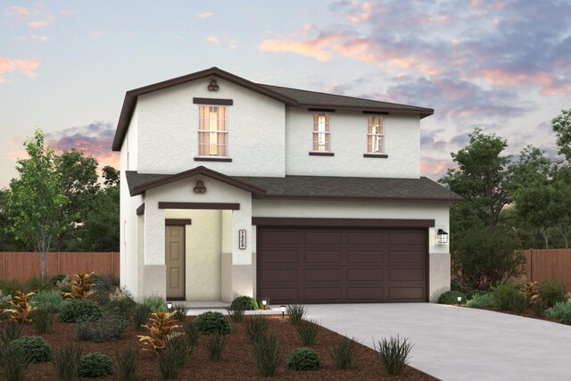 6364 W Hadley, Fresno, CA 93723 - traditional-style house with fence, stucco siding, an attached garage, concrete driveway, and roof with shingles