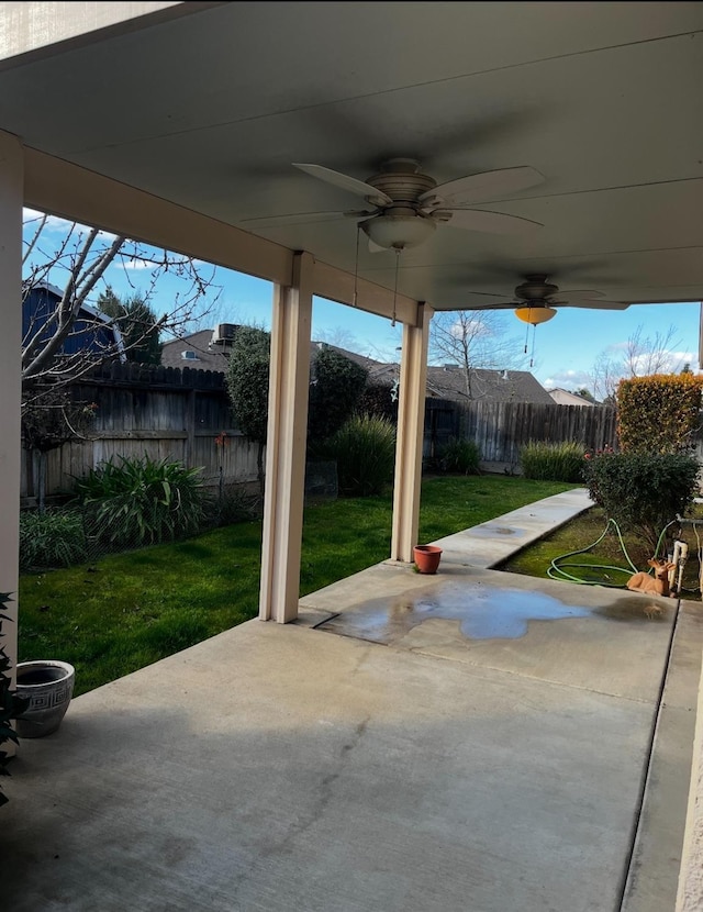 view of patio / terrace with ceiling fan