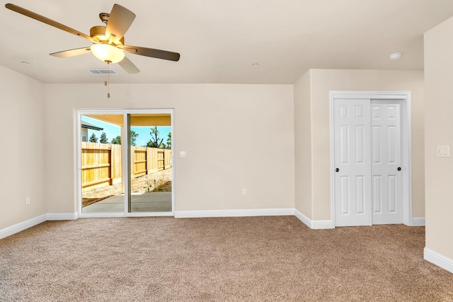 208 E Florence Ave, Fresno, CA 93706 - carpeted empty room featuring visible vents, baseboards, and a ceiling fan