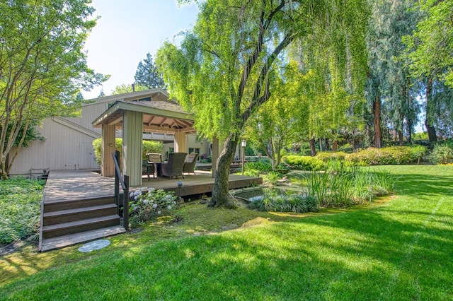 2352 W Loma Linda Ave, Fresno, CA 93711 - view of yard with a wooden deck and a gazebo