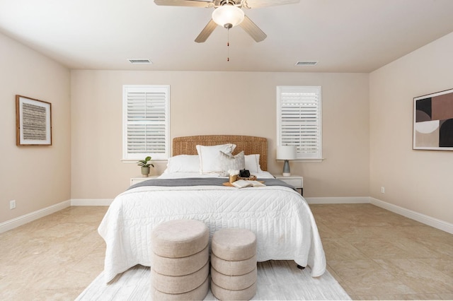 bedroom featuring ceiling fan