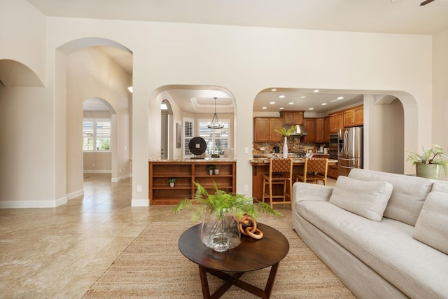 view of tiled living room