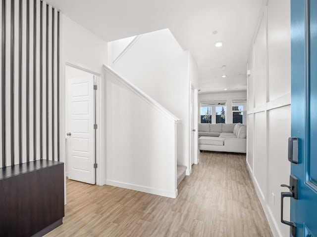 entryway with light wood-type flooring