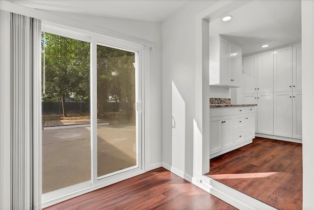 entryway with dark wood-type flooring